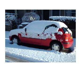 snowy car